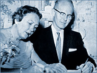 Dorothy Marsh, D.O., and Warren Bostick, M.D., May 17, 1961, signing the merger agreement.